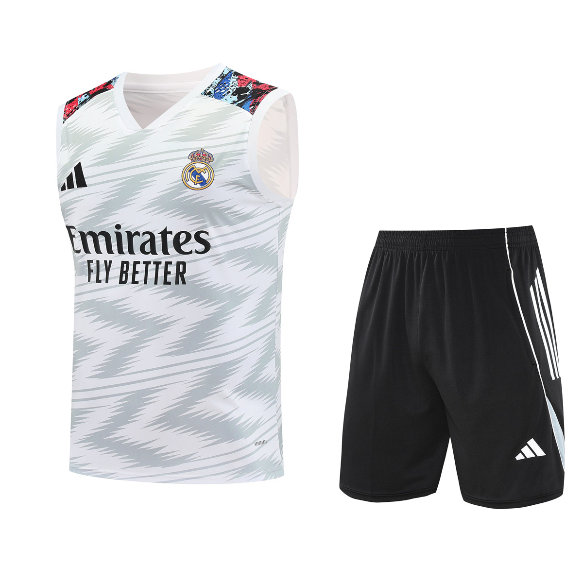 Combinaison sans manches pour homme du Real Madrid Blanc – Gris 2025/26 Combinaison sans manches pour homme du Real Madrid Blanc – Gris 2025/26