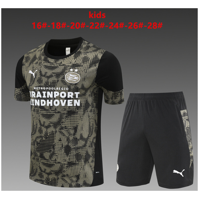 Ensemble d’entraînement court PSV pour enfants noir 2025/26