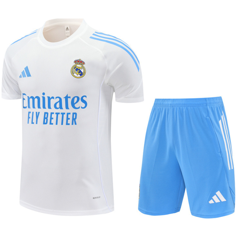 Ensemble d’entraînement court pour homme du Real Madrid blanc 2025/26