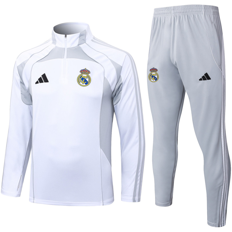 Tenue d’entraînement Real Madrid Homme Blanc – Gris 2025/26