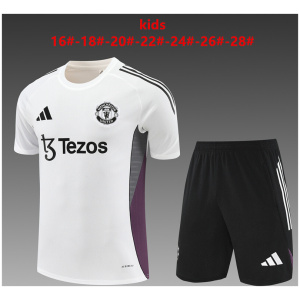 Ensemble de Formation Court pour Enfants Manchester United Blanc 2025/26