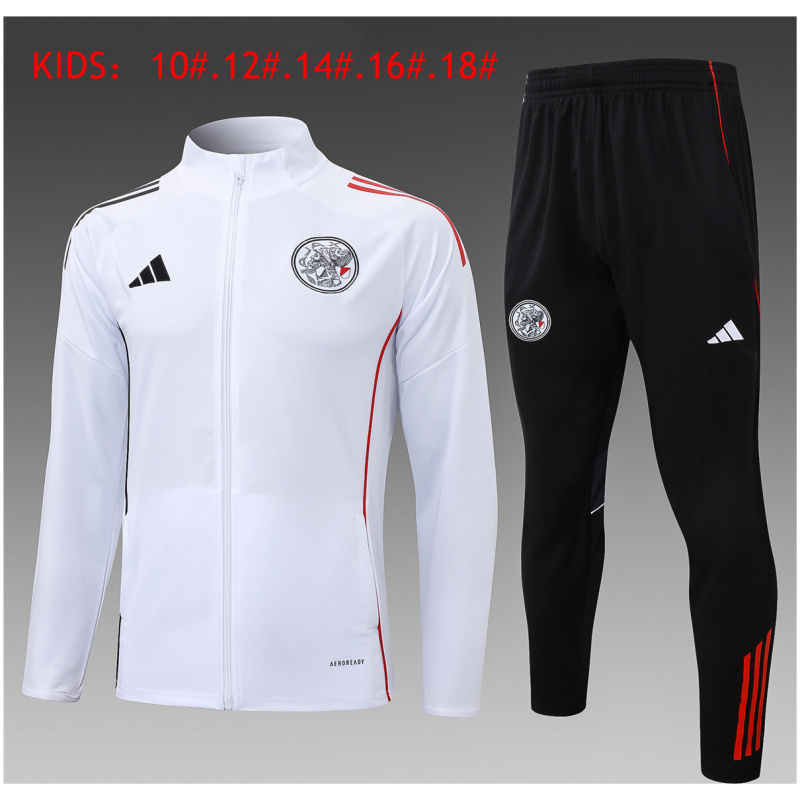 Ensemble d’entraînement Veste + Pantalon Enfants Ajax Blanc 2025/26