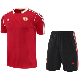 Tenue d’entraînement courte pour hommes Manchester United rouge 2025/26