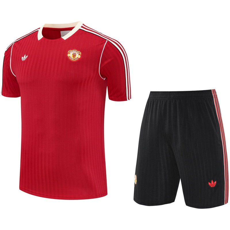 Tenue d’entraînement courte pour hommes Manchester United rouge 2025/26