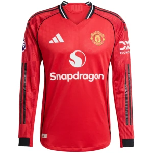 Maillot authentique à manches longues Manchester United domicile pour hommes 2025/26 – joueur